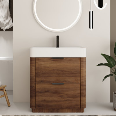 Ensemble meuble-lavabo simple autoportant Halcyon 30'' avec comptoir en résine