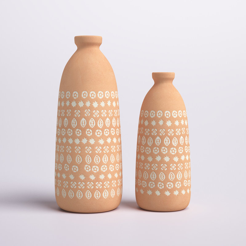 Ensemble de 2 vases de table en grès Eiland, Brun