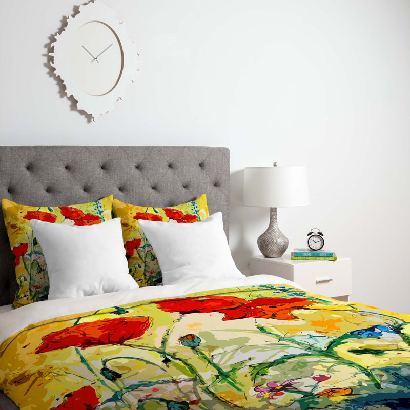 Ginette Fine Art Modern & Contemporary Polyester Floral Duvet Cover, King Duvet Cover