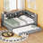 Grey Wooden Full Size Daybed With Twin Size Trundle, Storage Shelf & USB Charging Ports-609035327-609035312