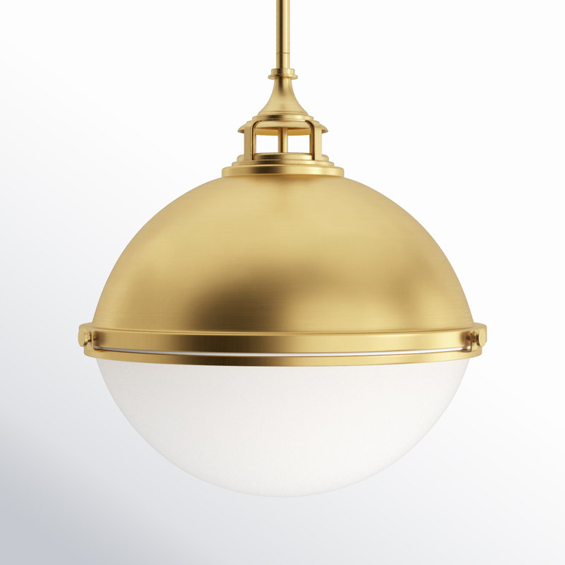 Kyoto 3-Light Satin Brass Bowl Chandelier with Etched Opal Glass