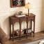 Console vintage en forme d'arche, 100 cm × 32 cm × 90 cm, table d'entrée à deux niveaux aspect bois, idéale pour un hall, un corridor ou derrière un canapé.