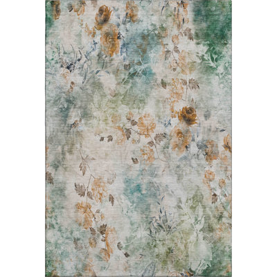 Premium Machine Washable Prisco Teal Rug