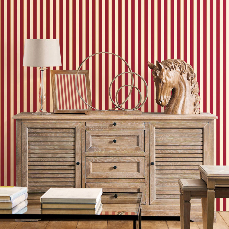 Hudspeth 10m x 52.8cm Semi-Gloss Wallpaper Roll, Red