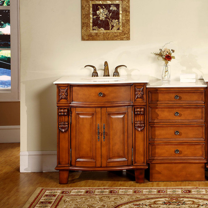Temescal 52'' Single Bathroom Vanity with Marble Top