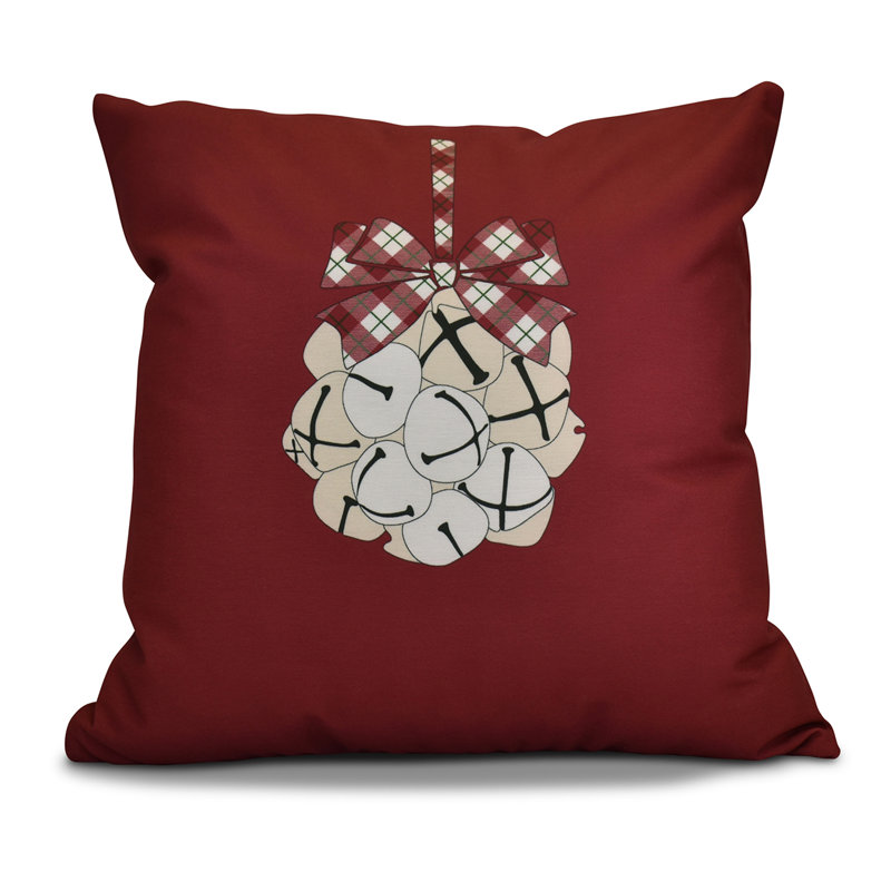 Housse et insert de coussin carré extérieur Jump for Joy Jingle Bells, H 16 po x l 16 po, Canneberge