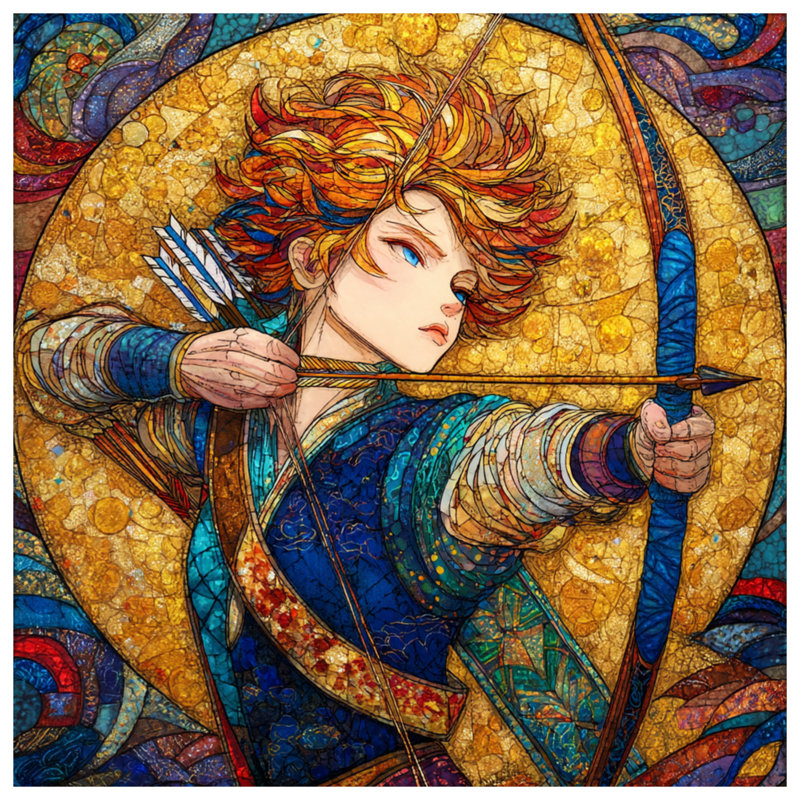 Stained Glass Archer Shower Curtains Extra Long, 70in W x 84in H