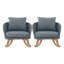 Chaise berçante d'extérieur en osier gris avec cadre en bois (ensemble de 2)-891972507