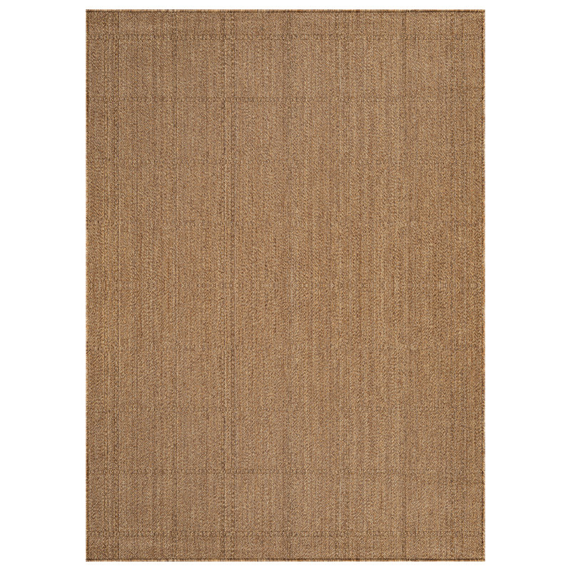 Tapis tissé plat intérieur / extérieur Plaid, Rectangle 7 pi 10 po x 10 pi, Naturel