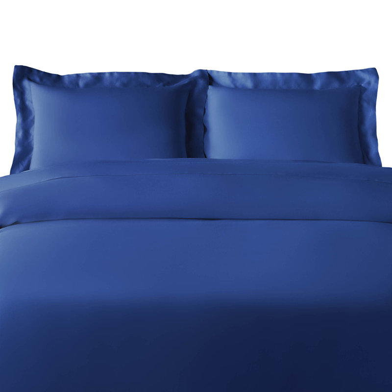 Egyptian Cotton Blend 300 TC Modern & Contemporary 3 Piece Duvet Cover Set, Light Blue, Twin Duvet Cover + 1 Sham