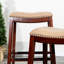 Tabouret de bar 30 po en bois franc massif et cuir retravaillé confortable-727937641-727937640