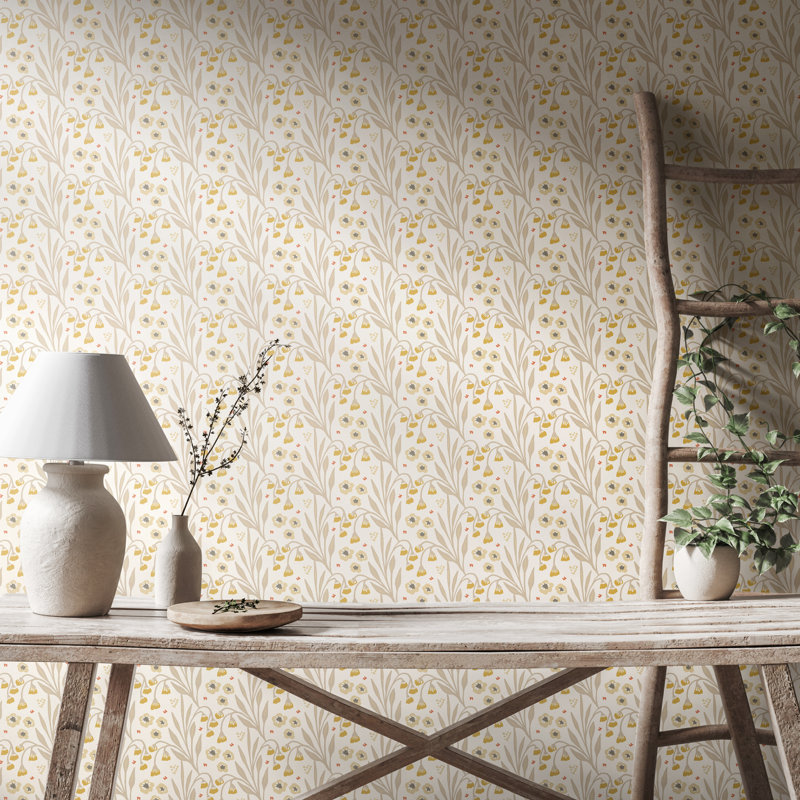 Meadow Stripe Spring Bloom Smooth Matt Wallpaper, Cream