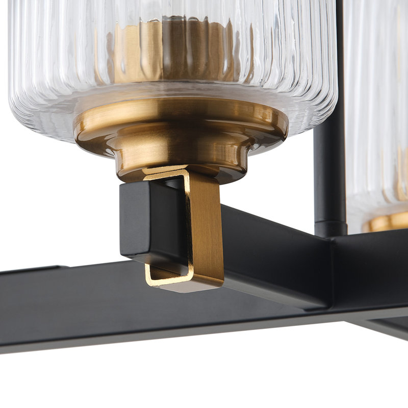 Lustre pour îlot de cuisine 8 lumières à abat-jour en verre à intensité variable classique
