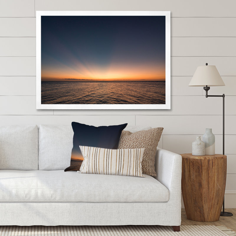 «Tropical Caribbean Island Sunset I», reproduction sur toile, H 24 po x l 32 po x P 1 po, Cadre photo blanc