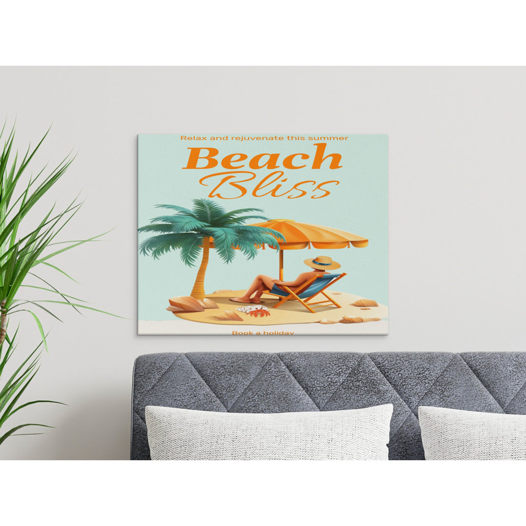 Beach Bliss Canvas Wall Art, Tropical Paradise Matte Print, Gallery Wrapped Ready to Hang, Summer Vacation Decor, Archival Quality