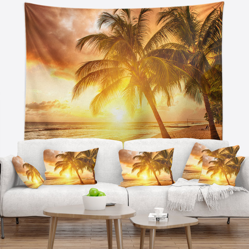 Tapisserie de paysage marin à la Barbade, H 78 po x l 92 po