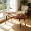 Table basse ovale en bois, table basse en fer et bois d'acacia, table centrale de salon au fini naturel, table ovale moderne et élégante classique pour la décoration de la maison, meuble robuste de longue durée