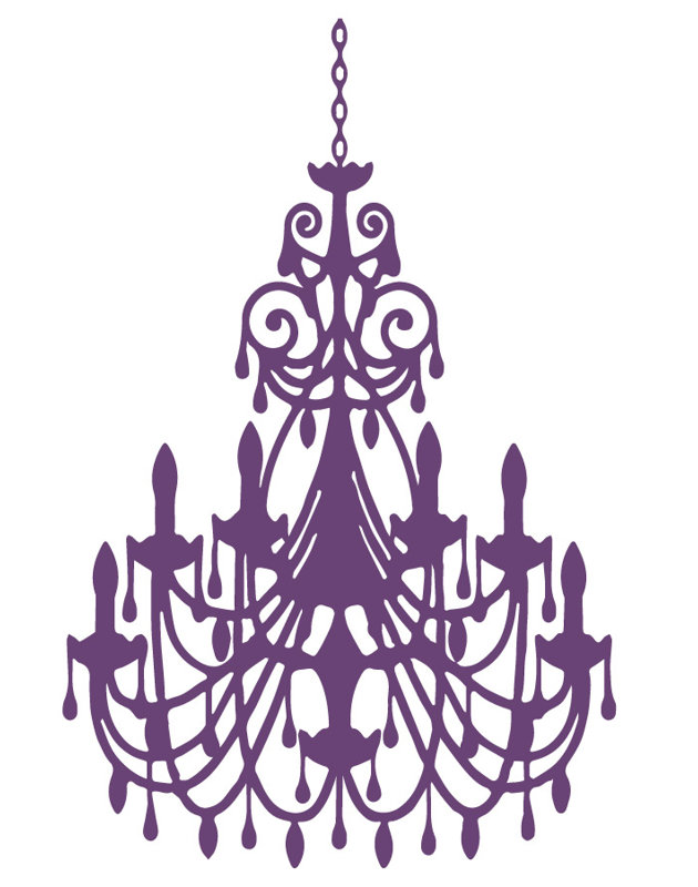 Décalcomanie murale lustre ornée, Violet, H 48 po x l 31 po x P 0,01 po