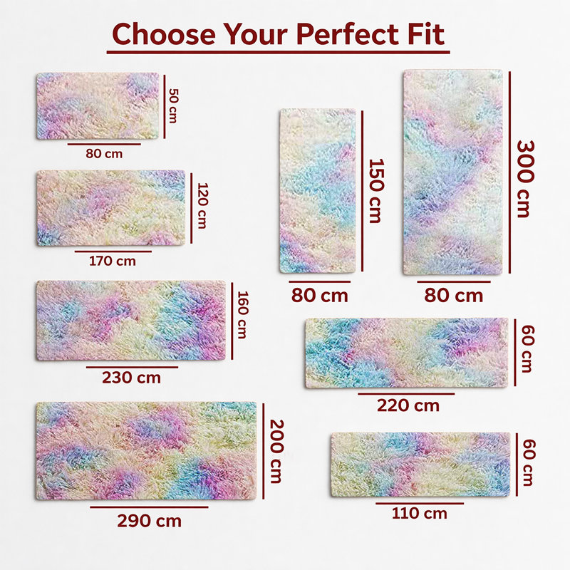 Aspire Homeware Rainbow Shaggy Area Rug Soft Plush Indoor Carpet, Rectangle 200cm Width X 290cm Length