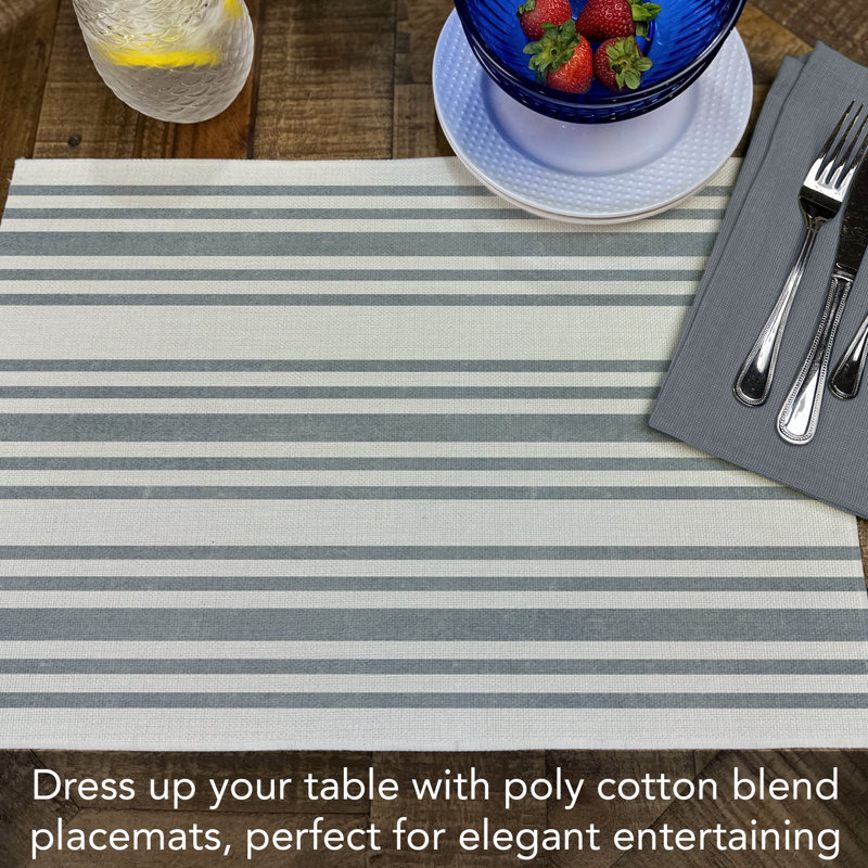Gracie Oaks Farmhouse Stripe 4-Pack Cotton Blend Rectangular Placemats