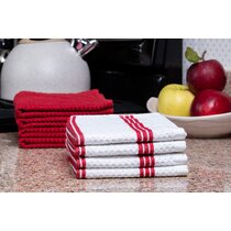 NWT Food Network Chevron Sculpted Red Cotton Kitchen Dish Hand Tea Towel  2-pk.