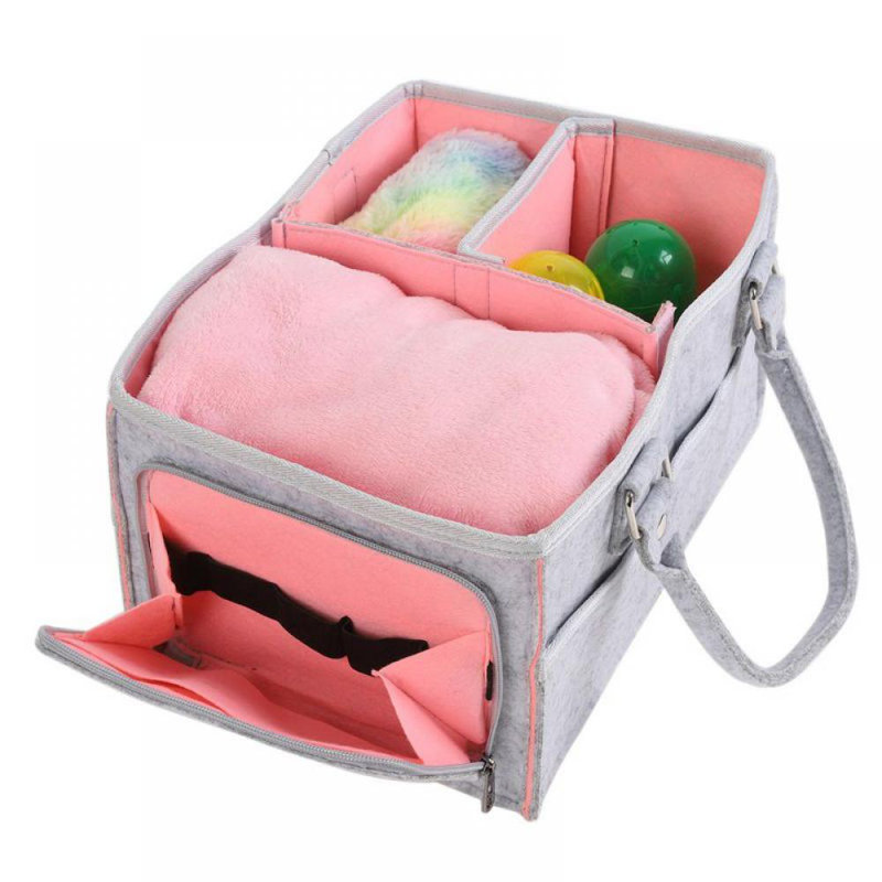 Rebrilliant Fabric Caddy, Pink, 7" H x 16" W x 10" D
