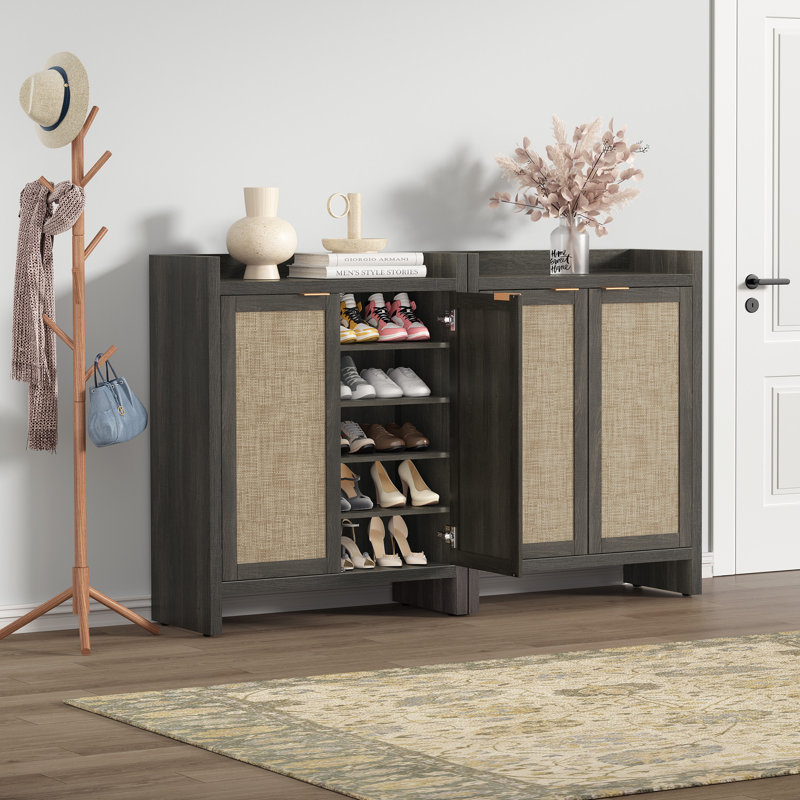 Armoire de rangement pour chaussures 24 paires avec tablettes réglables Chada, Noir