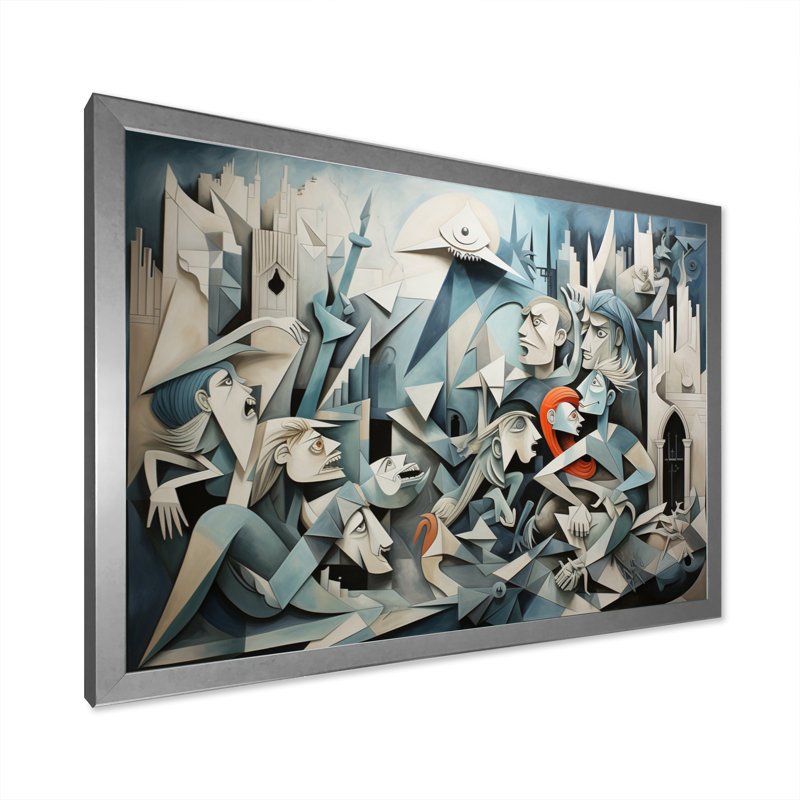 Chef-d'œuvre Guernica par Pablo IV sur toile, H 12 po x l 20 po x P 1 po, Cadre photo argenté