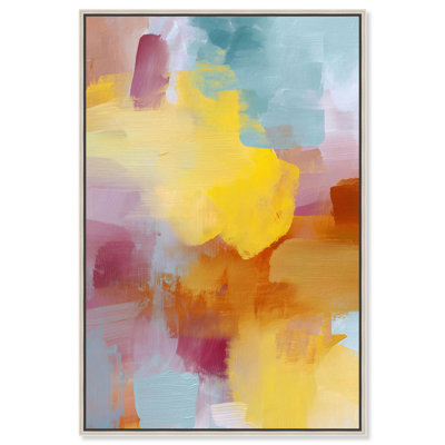 Pastel Play I Canvas Print Bright Wall Decor by Art Remedy, Silver Frame, 20 x 30