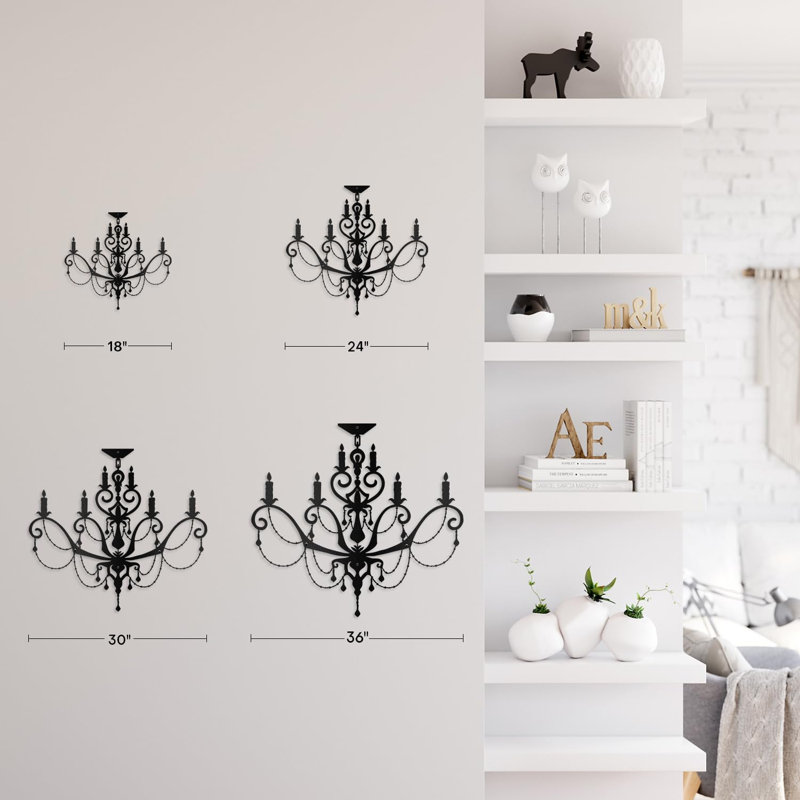 Décoration murale en métal, H 18 po x l 18 po x P 0,05 po, Noir