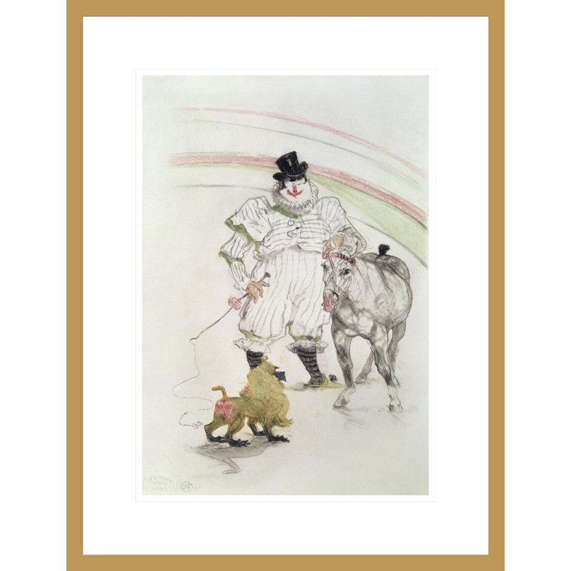 Au cirque: cheval et singe performant par Henri de Toulouse-Lautrec - Impression Giclée encadrée, H 21,75 po x l 16,67 po