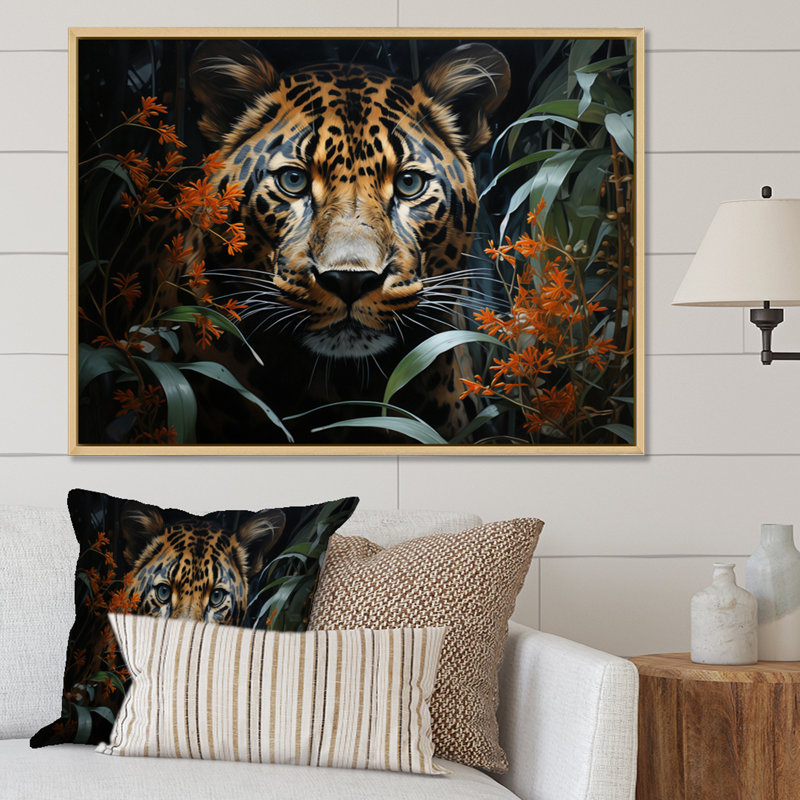 «Leopard Silent Stalk II», reproduction sur toile, Cadre naturel flottant, 30" H x 40" W