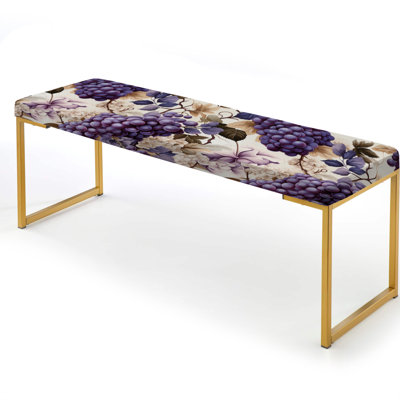 Tuscan Vineyard Vines - Floral Upholstered Gold Bench