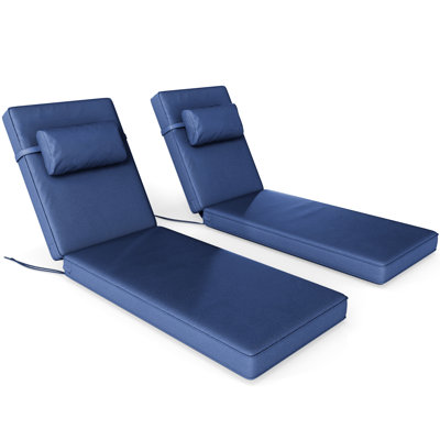 2-Piece Outdoor Chaise Lounge Cushion Set, 72.2" X 22" X 3.1", Water-Resistant Patio Chair Cushions For Pool, Deck & Lawn