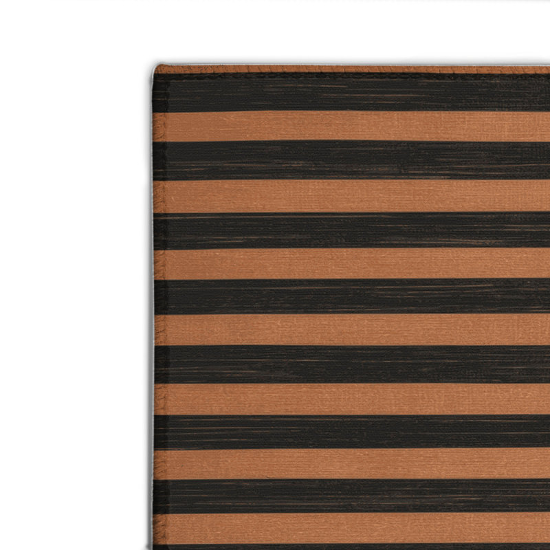 HorizontalStripes Black Indoor and Outdoor Area Rug, Rectangle 2' x 3'