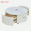 Modern Round Movable Coffee Table With Casters, 2 Drawers And Marble Pattern Sintered Stone Top-38449413