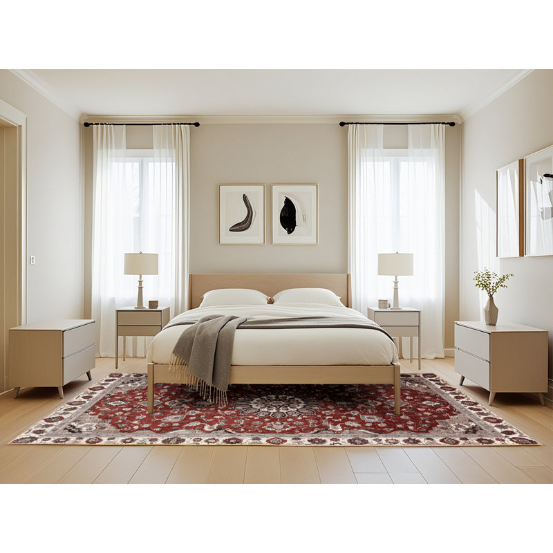 Machine Washable Persian Brown Area Rug, Rectangle 5' x 8'