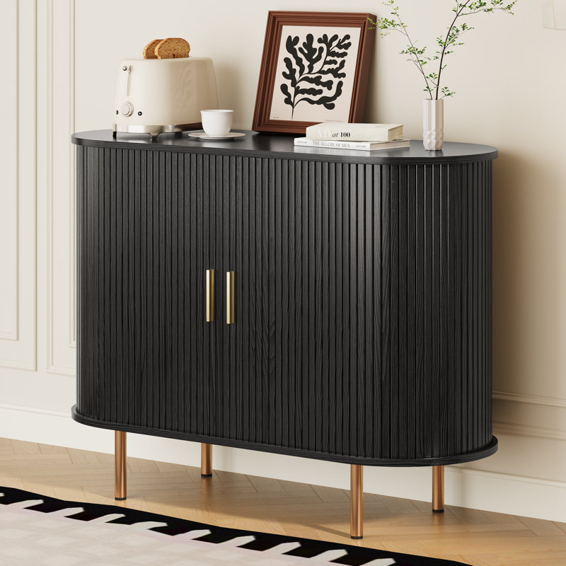 Buffet 39 po avec portes coulissantes et tablettes réglables, 15.75"D x 39.37"W x 29.53"H, Black