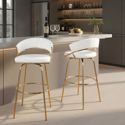 Tabourets de bar en métal à hauteur fixe 30 po avec repose-pieds rond Loehr