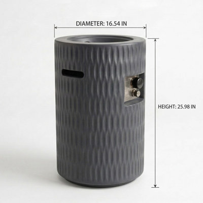 Colonne de feu d'extérieur au gaz 16,5 po en gris foncé avec rangement caché et couvercle imperméable