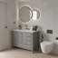 Meuble-lavabo sur pied 48 po, meuble-lavabo autoportant avec comptoir, armoire de rangement en bois massif gris