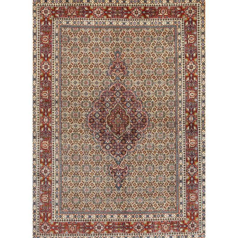 Tapis traditionnel rouge / brun / gris, Rectangle 2 pi x 4 pi
