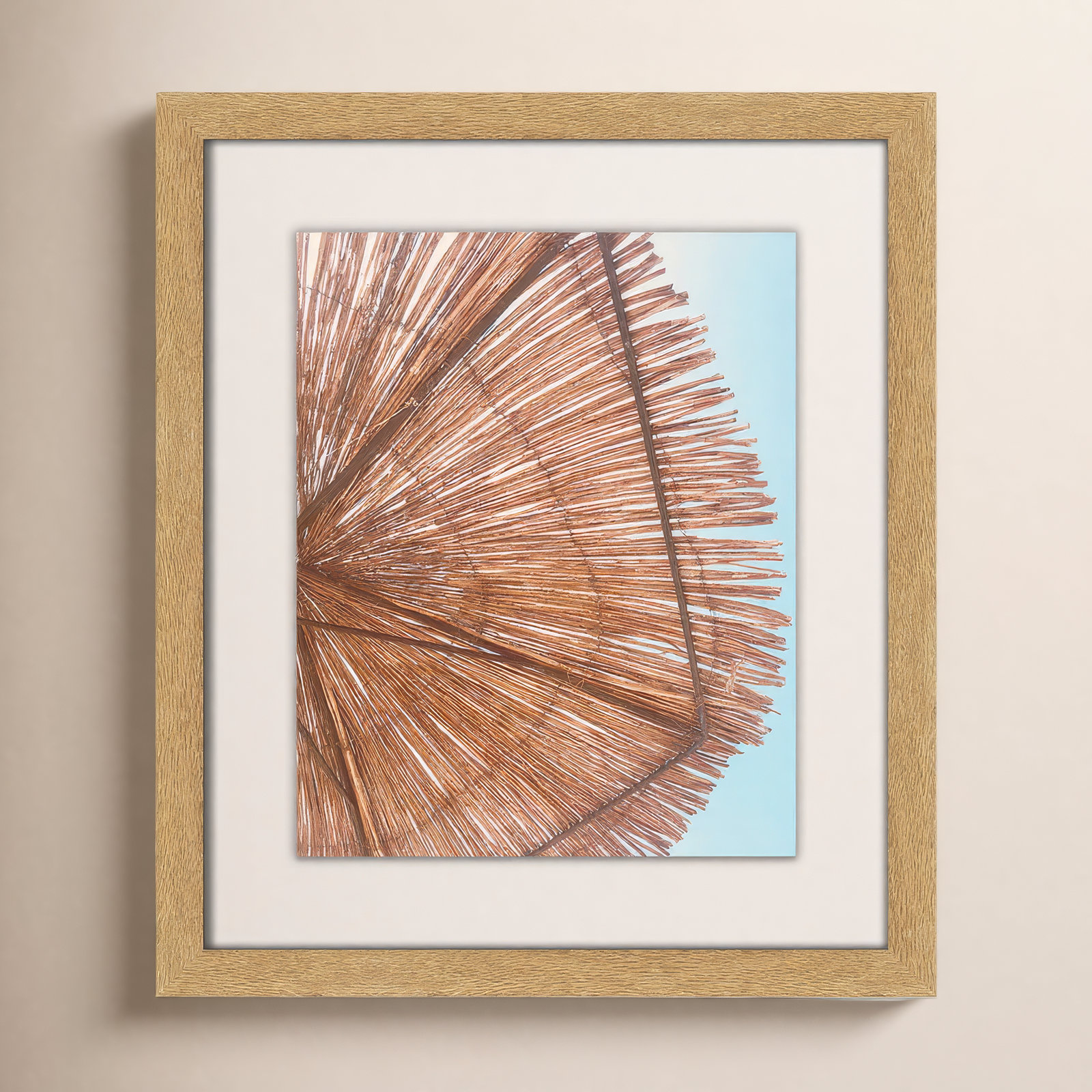 Antonio "Rosy Straw Umbrella" Print, 15" H x 13" W x 1.25" D, Natural