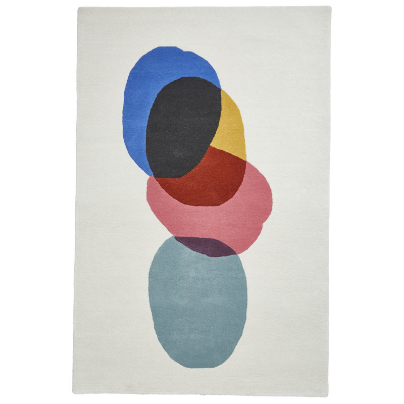 Inaluxe Favela Wool Hand Tufted Cream/Blue Rug, Rectangle 160 x 220cm