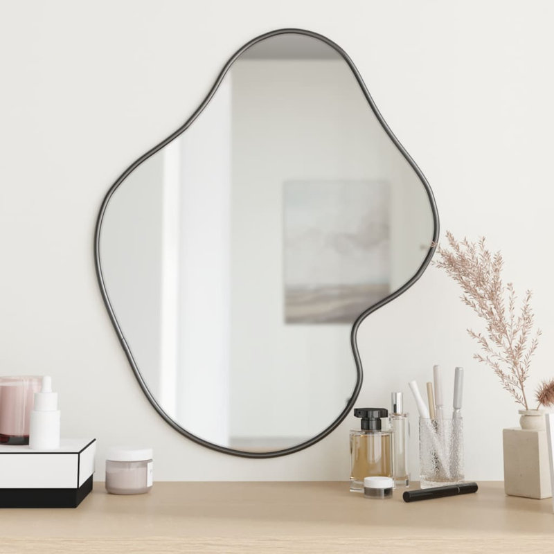 Miroir d'appoint mural Herreravega, Noir, 23,6 po x 19,7 po