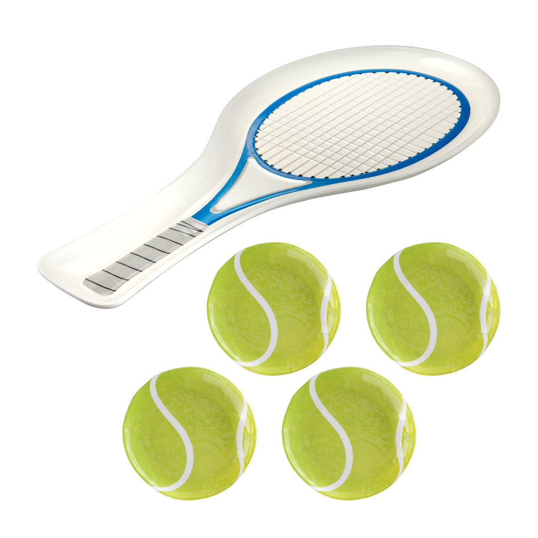 Beideman Tennis Racket and Tennis Ball Melamine Platter Set Winston Porter 