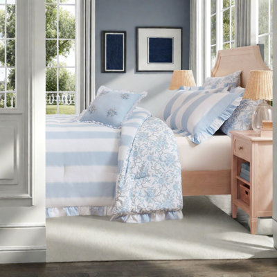 Ensembles de literie pour grand lit bleu, édredon en microfibre, chambre romantique
