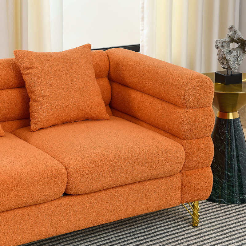 Marypatricia Oversized  Upholstered Loveseat, Modern Sofa Couch, Tissu orange, 28" H x 81" W x 32" D