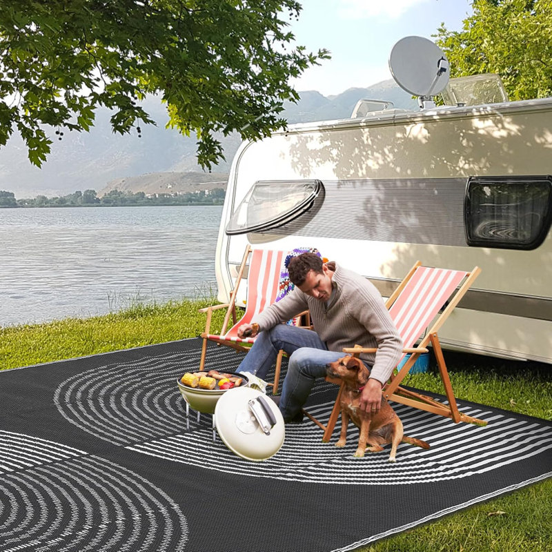 Modern Outdoor Rug, Outdoor Plastic Straw Rug, Durable Outdoor Carpet, Reversible Camping Rugs, Rectangle 8' x 10'
