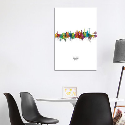 Cadiz Spain Skyline Portrait by Michael Tompsett - Wrapped Canvas Painting
